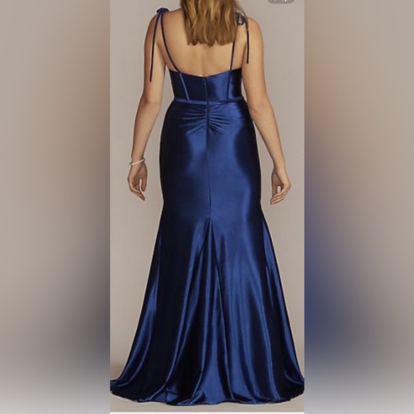 Midnight blue silky prom dress - Picture 2 of 6